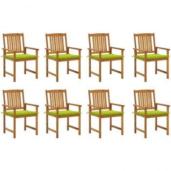 Sillas de jardín con almohadas 8 piezas de madera maciza de Acacia