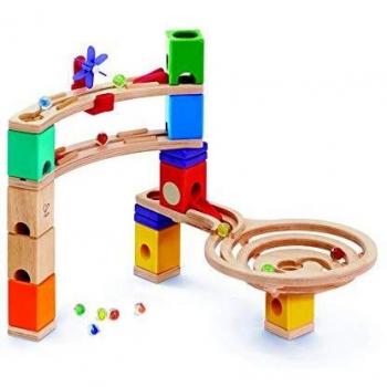 Hape E6021 Quadrilla Race to the Finish, Wooden Marble Run - 58 pieces, Educational Construction Toys for 4 Years and Up