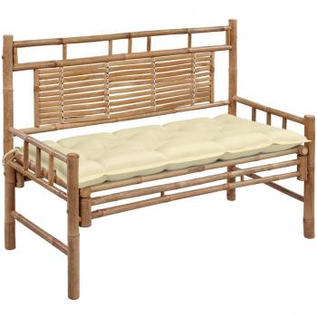 Banco de jardín con cojín bambú 120 cm