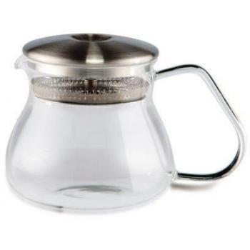 Oroley - Padua Tetera Cristal con Filtro y Tapa de Acero Inoxidable, 800 Ml, 6 Tazas