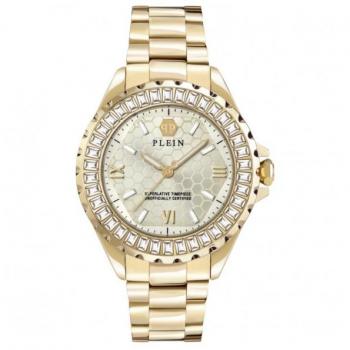Reloj de Mujer Philipp Plein Heaven PWPOA0624, Analógico, Cuarzo, 38mm, Dorado, Acero Inoxidable, Resistente al Agua 5ATM
