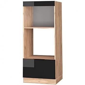 Armario para microondas Fame-Line, Roble negro alto brillo, 60 cm abierto