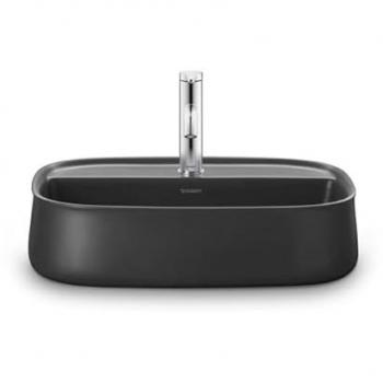 Lavabo sobre encimera Duravit Zencha 55x39cm, con un agujero para grifo, color antracita mate, sin desagüe