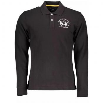 La Martina Black Cotton Polo Shirt - 3XL