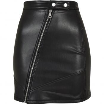 Urban Classics Women's Black Synthetic Leather Biker Skirt - Size XL