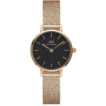 Reloj Analógico de Cuarzo para Mujer Daniel Wellington Classic Petite 24mm Melrose Negro y Rosa DW00100440