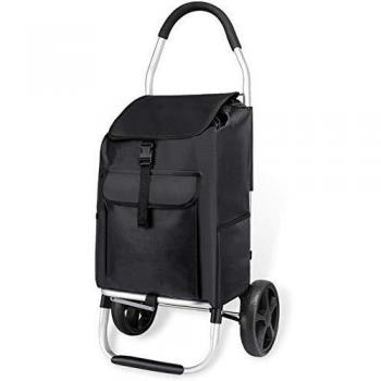 mfavour Carro de la Compra, Carrito de la Compra Estable, Carrito Compra Plegable Push/Pull, carros de Compras 2 Ruedas con Bolsa Oxford Desmontable, 45L, Negro