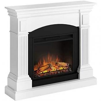 Chimenea Eléctrica Power Flame con Revestimiento Magna Blanco, 1500W de potencia, efecto de llama realista, control remoto, termostato ajustable, diseño moderno y elegante en color blanco