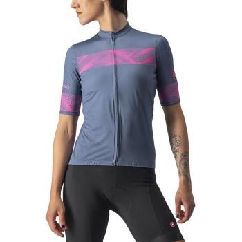 Maillot Castelli Fenice Manga Corta Azul Acero Rosa Flúor Mujer - L