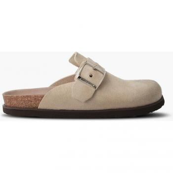 Zueco de Mujer Genuins con Hebilla Decorativa en Color Arena - Estilo Cómodo y Elegante