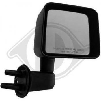 Espejo retrovisor DIEDERICHS 2676024 con diseño específico para vehículos, cristal plano, acabado en negro y ajuste manual