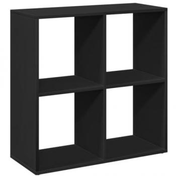 Librería divisora de madera de ingeniería negra 69,5x29x69,5 cm