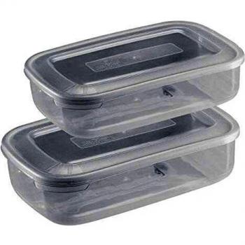 Gran plástico Danubio Micro Rectangular envase de alimento, Natural, Juego de 12