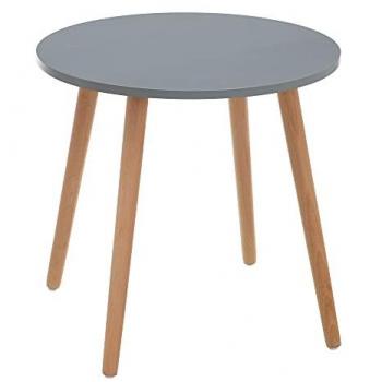Mesa auxiliar redonda de madera DMF gris y natural 50 x 50 x 48 cm