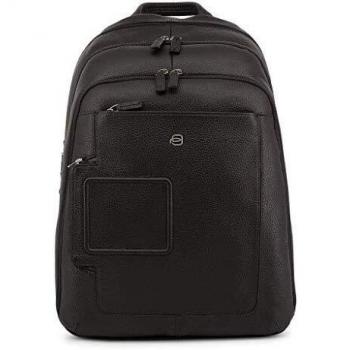 Piquadro Brown Leather Backpack - Elegant Leather Laptop Backpack, Male, Size: ONE SIZE, Multiple Compartments