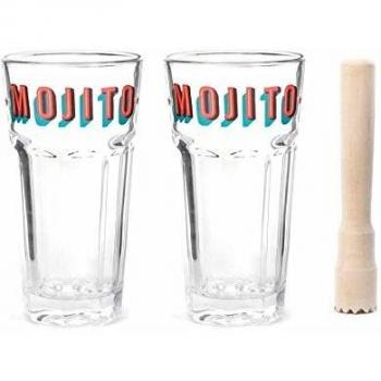 Kikkerland Juego Mojito (Set de 2 Vasos y mortero)