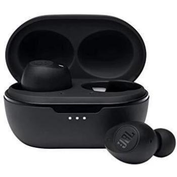 JBL Tune 115 Auriculares intraaurales inalámbricos, con Bluetooth, Sonido Pure Bass y modo Dual Connect, hasta 21 horas de música con estuche de carga, color negro