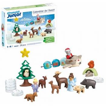 Playmobil Junior: Calendario de Adviento Navidad en la Nieve 70297, incluye 24 puertas, juguete sostenible hecho de plásticos a base de plantas, recomendado para niños y niñas a partir de 1 año