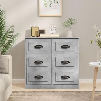 Aparador de madera contrachapada gris hormigón 70x35,5x67,5 cm Mueble de Almacenaje de Salón Buffet para salón Armario Auxiliar Armario de Almacenamiento