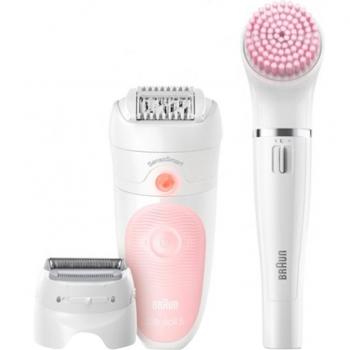 Braun Silk-épil 5 Beauty Set 5/885 Wet&Dry Depiladora Blanco/Rosa con SensoSmart y 4 Accesorios