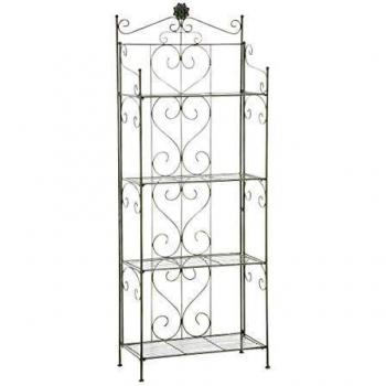 Estantería Plegable Decorativa Lenja de Hierro Antiguo Verde con 4 Estantes