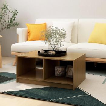 Mesa de centro de madera maciza de pino marrón miel 75x50x33,5 cm
