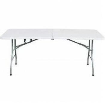 Mesa plegable rectangular blanca de 180cm x 70cm