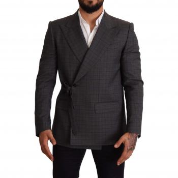 Dolce & Gabbana Gray Check Wool Slim Fit Blazer Jacket - IT48 | M