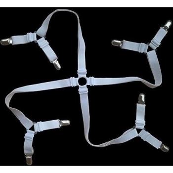Auivguiv 3-Way Ajustable elástica bajo un colchón de la cama / Equipada Hoja de sujetador, Entrecruzado hoja de cama correas, tirantes Funda sujetador