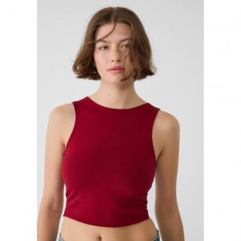 Burgundy Sleeveless Cotton Top - Size L
