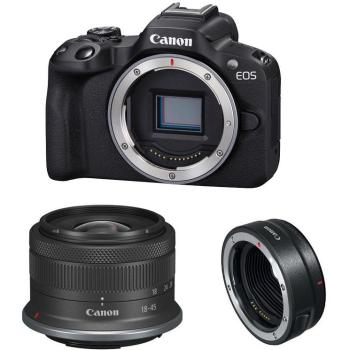 Cámara Mirrorless Canon EOS R50 24.2MP con Objetivo RF-S 18-45mm f/4.5-6.3 IS STM y Adaptador EF-EOS R