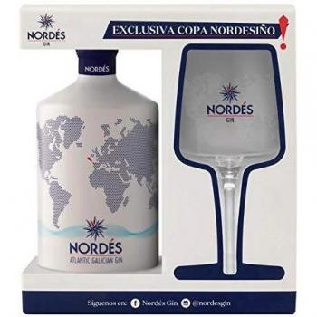 Ginebra Premium nacional Nordés - Estuche 1 botella de ginebra Nordés + con copa Nordesiño de regalo