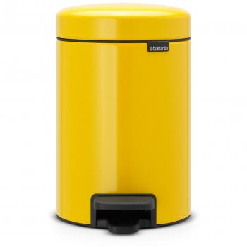 Brabantia Newicon Cubo de Basura con Pedal, Acero Inoxidable, Amarillo, 3 l