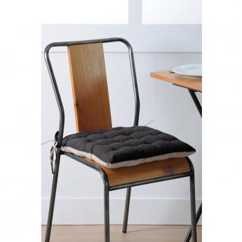 Cojín de Silla Duo Galette Lino/Negro 40 x 40 cm