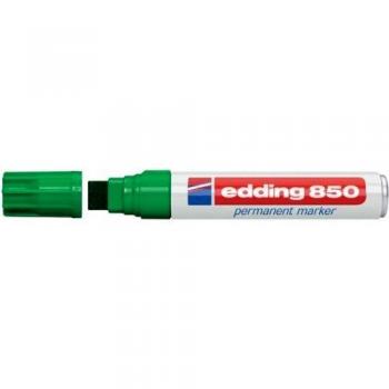 edding 850 marcador permanente - verde - 5 rotuladores - punta biselada 5-15 mm - para marcas llamativas - resistente al agua, secado rápido, indeleble - para cartón, plástico, madera, metal, vidrio