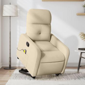 Silla de masaje reclinable de pie de tela color crema vidaXL Silla de masaje reclinable Gris claro, Gris oscuro, Negro y más Sillón Dormitorio Sillón Cómodos Silla Relax Sillón Sofá