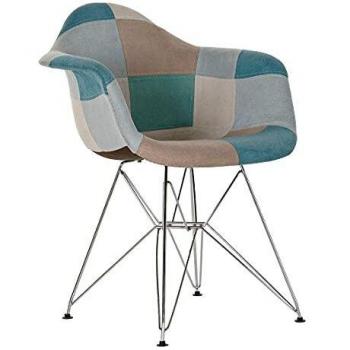 Silla Dkd Home Decor Patchwork Beige Poliéster Metal