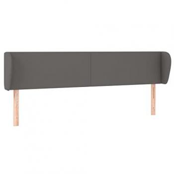 Cabecero de Cama con Orejas Gris 203x23x78/88 cm en Cuero Sintético