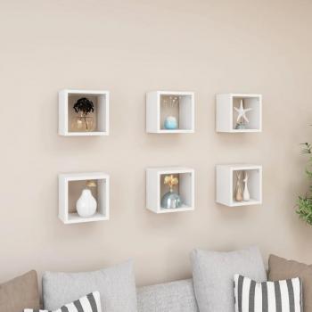 Estantes cubo de pared 6 uds blanco 22x15x22 cm