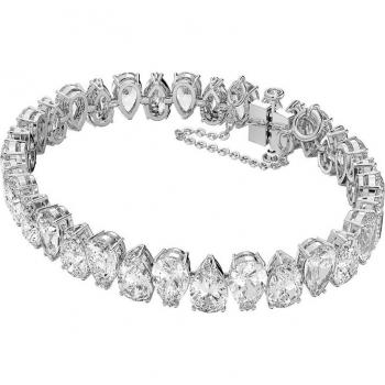Swarovski Millenia Pear White Crystal Bracelet, Droplet Cut White Bracelet Rhodium-Plated, Gray female, Size: ONE SIZE