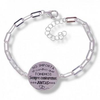 Pulsera de Plata de Ley 925m con Cadena Forzada y Disco Liso