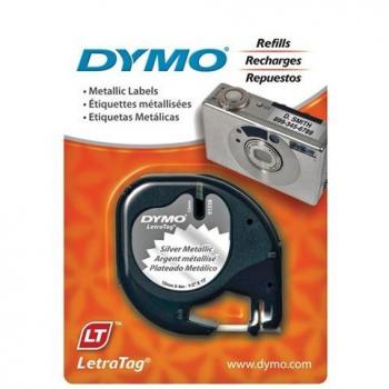 Cinta Dymo metalizada 12mmx4mt - negro plata para letratag S0721730