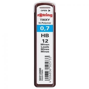 Minas de Grafito Rotring 0,7mm HB - Estuche con 12 Unidades