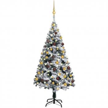 Árbol de Navidad artificial con luces LEDs y bolas verde 120 cm