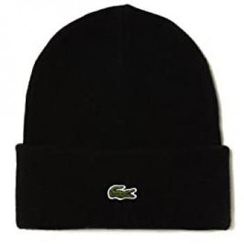 Gorro Lacoste Classic's Iconic negro con logotipo, talla única unisex adulto