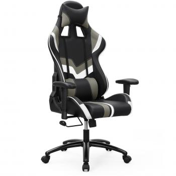 SONGMICS Silla Gamer, Silla Gaming, – Silla de Oficina con Respaldo Alto, Relleno de Espuma, indemnisable, con reposacabezas y Soporte Lumbar, para casa y Oficina, Noir-Blanc, rcg27bw