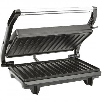 Tristar GR-2650 Parrilla eléctrica con superficie de cocinado de 22.5 x 14 cm, revestimiento antiadherente, tapa flotante, libre de BPA y PFOA, almacenamiento para el cable, 700 W, Color Negro