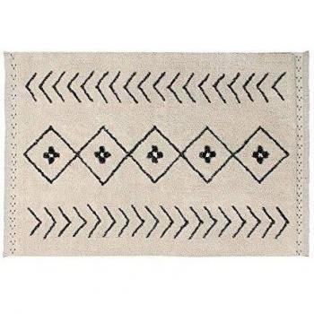 Lorena Canals Alfombra Lavable Bereber Rhombs Algodón Natural - Beige , Negro - 210x140 cm