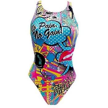 Traje de Baño Turbo Trónico Mujer Crazy Comic, Color Celeste, Talla 50