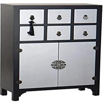 Cajonera DKD Home Decor Abeto Plateado Negro Oriental 63 x 27 x 101 cm